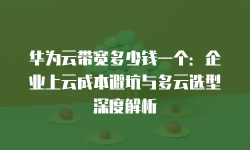 华为云带宽多少钱一个：企业上云成本避坑与多云选型深度解析