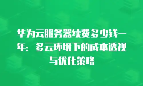 华为云服务器续费多少钱一年：多云环境下的成本透视与优化策略