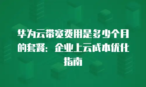 华为云带宽费用是多少个月的套餐：企业上云成本优化指南