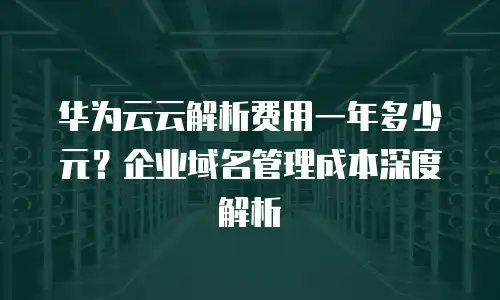 华为云云解析费用一年多少元？企业域名管理成本深度解析