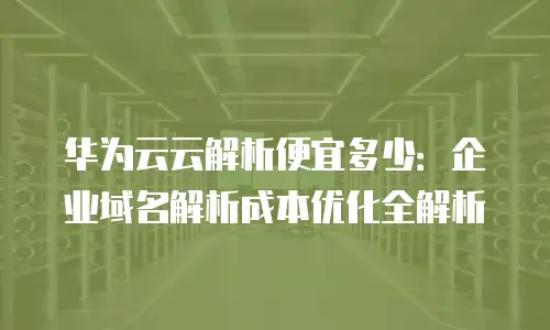 华为云云解析便宜多少：企业域名解析成本优化全解析