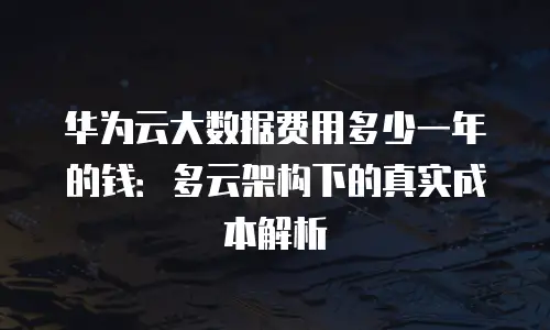 华为云大数据费用多少一年的钱：多云架构下的真实成本解析
