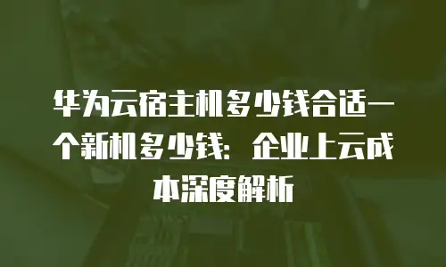 华为云宿主机多少钱合适一个新机多少钱：企业上云成本深度解析