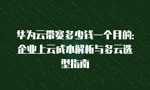 华为云带宽多少钱一个月的：企业上云成本解析与多云选型指南