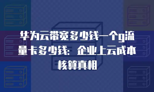 华为云带宽多少钱一个g流量卡多少钱：企业上云成本核算真相
