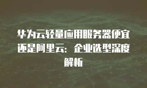 华为云轻量应用服务器便宜还是阿里云：企业选型深度解析