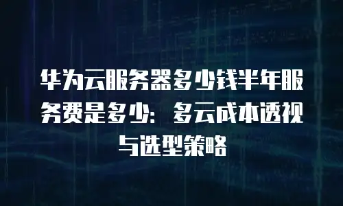 华为云服务器多少钱半年服务费是多少：多云成本透视与选型策略