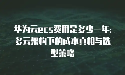 华为云ecs费用是多少一年：多云架构下的成本真相与选型策略