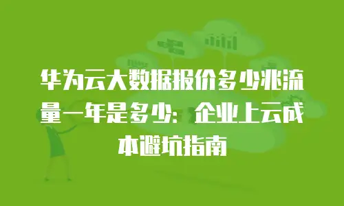 华为云大数据报价多少兆流量一年是多少：企业上云成本避坑指南
