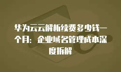 华为云云解析续费多少钱一个月：企业域名管理成本深度拆解