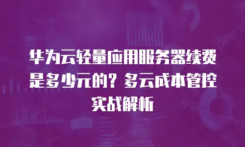 华为云轻量应用服务器续费是多少元的？多云成本管控实战解析