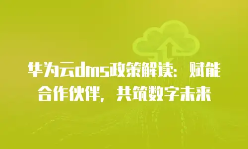 华为云dms政策解读：赋能合作伙伴，共筑数字未来