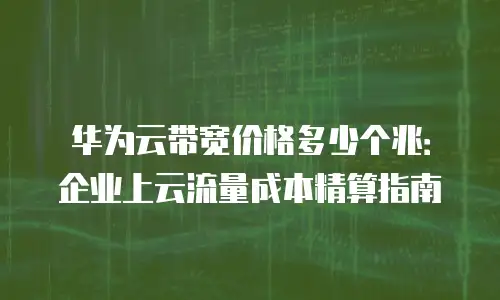 华为云带宽价格多少个兆：企业上云流量成本精算指南