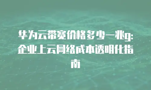华为云带宽价格多少一兆g：企业上云网络成本透明化指南