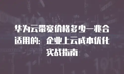 华为云带宽价格多少一兆合适用的：企业上云成本优化实战指南