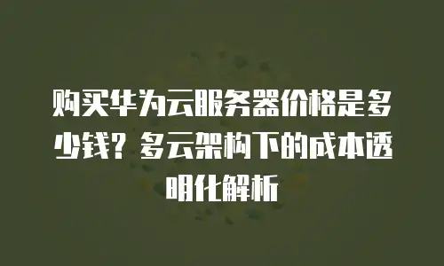 购买华为云服务器价格是多少钱？多云架构下的成本透明化解析