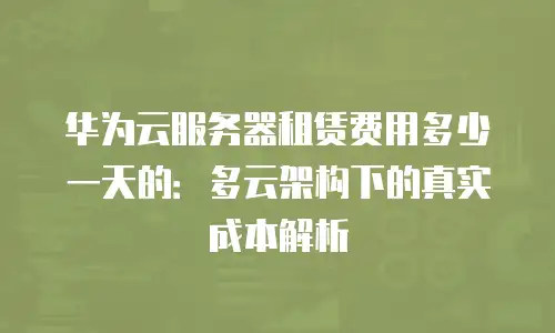 华为云服务器租赁费用多少一天的：多云架构下的真实成本解析