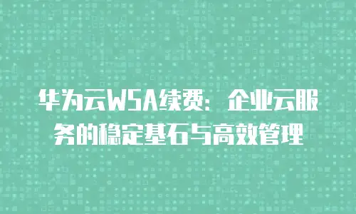 华为云WSA续费：企业云服务的稳定基石与高效管理