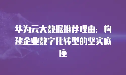 华为云大数据推荐理由：构建企业数字化转型的坚实底座