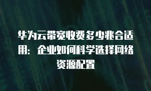 华为云带宽收费多少兆合适用：企业如何科学选择网络资源配置