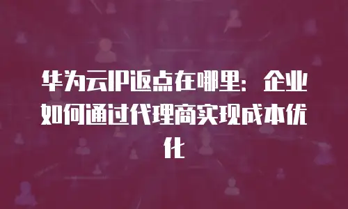 华为云IP返点在哪里：企业如何通过代理商实现成本优化