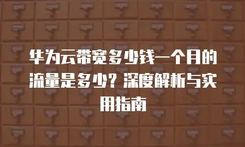 华为云带宽多少钱一个月的流量是多少？深度解析与实用指南