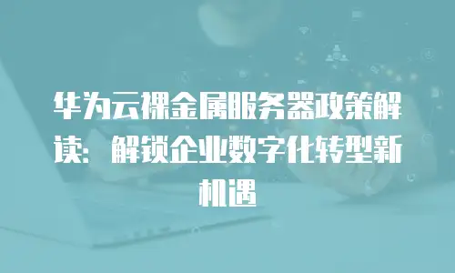 华为云裸金属服务器政策解读：解锁企业数字化转型新机遇