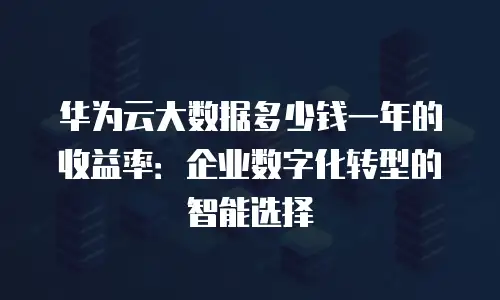 华为云大数据多少钱一年的收益率：企业数字化转型的智能选择