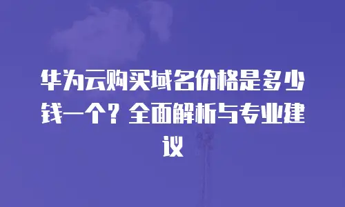华为云购买域名价格是多少钱一个？全面解析与专业建议