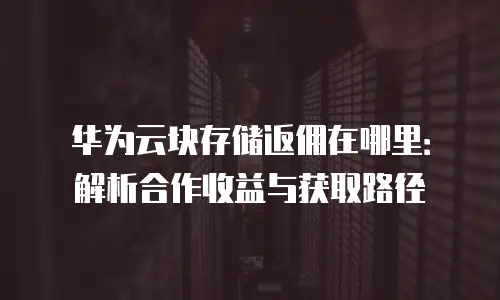 华为云块存储返佣在哪里：解析合作收益与获取路径
