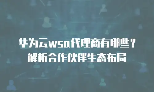 华为云wsa代理商有哪些？解析合作伙伴生态布局
