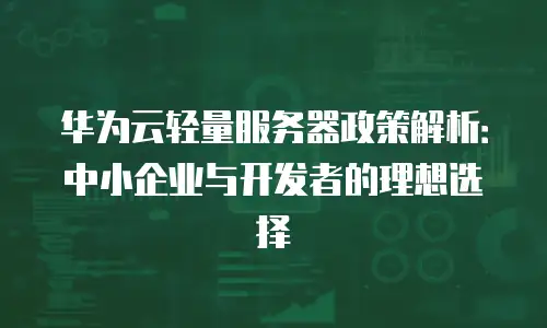 华为云轻量服务器政策解析：中小企业与开发者的理想选择