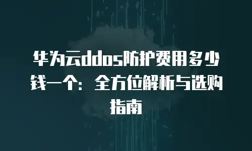 华为云ddos防护费用多少钱一个：全方位解析与选购指南