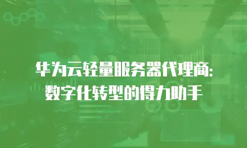 华为云轻量服务器代理商：数字化转型的得力助手