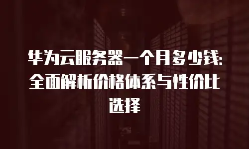 华为云服务器一个月多少钱：全面解析价格体系与性价比选择