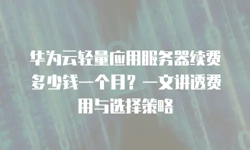 华为云轻量应用服务器续费多少钱一个月？一文讲透费用与选择策略