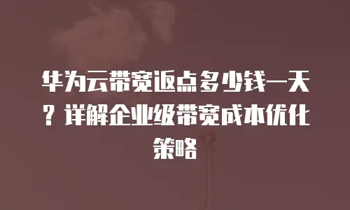 华为云带宽返点多少钱一天？详解企业级带宽成本优化策略