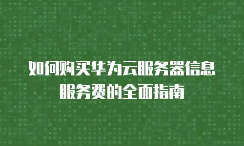 如何购买华为云服务器信息服务费的全面指南
