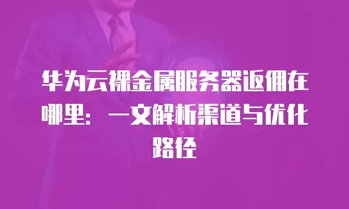 华为云裸金属服务器返佣在哪里：一文解析渠道与优化路径