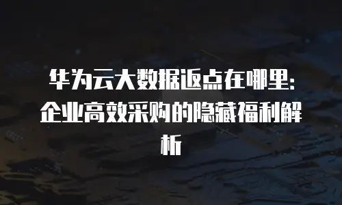 华为云大数据返点在哪里：企业高效采购的隐藏福利解析