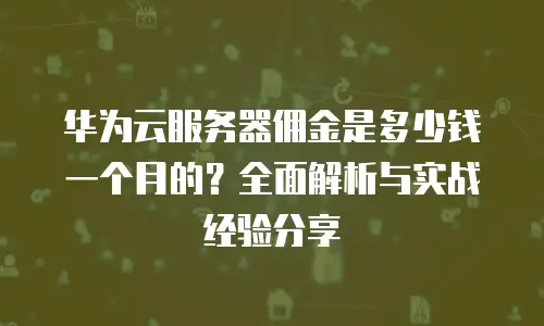 华为云服务器佣金是多少钱一个月的？全面解析与实战经验分享
