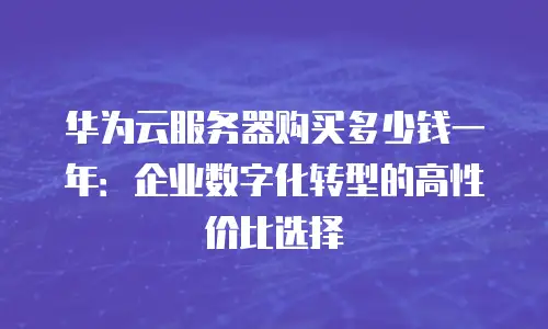 华为云服务器购买多少钱一年：企业数字化转型的高性价比选择