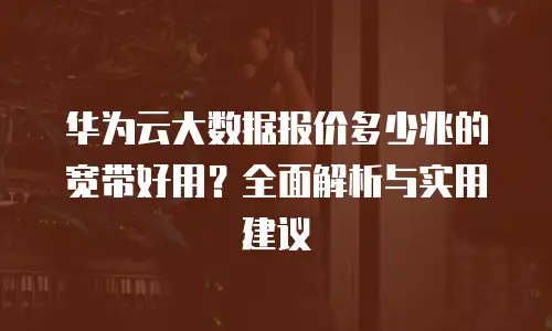 华为云大数据报价多少兆的宽带好用？全面解析与实用建议
