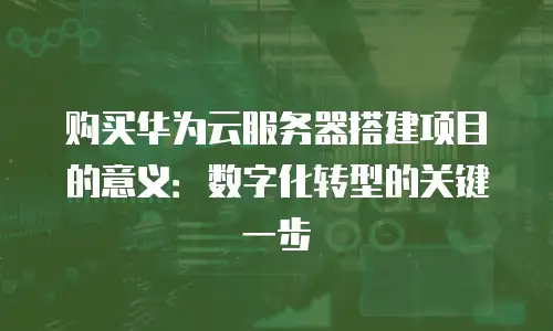 购买华为云服务器搭建项目的意义：数字化转型的关键一步