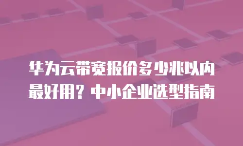 华为云带宽报价多少兆以内最好用？中小企业选型指南