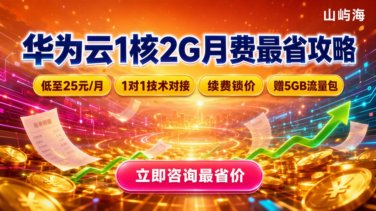 华为云1核2G服务器月费:怎么买最省